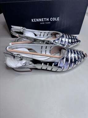 Kenneth Cole New York Women's Calabra Slingback Flats in Silver size 8